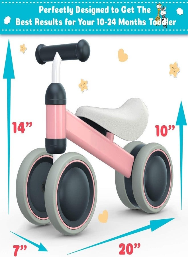LUHI Baby Balance Bike for 1 2 Years Old Boys Girls, 4 Wheels Toddler Bike with Adjustable Seat, 12-24 Months Kids First Birthday Toy Gift-Pink (Non Adjustable Height) - Image 5